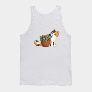 Calico Cat With Flower Tank Top